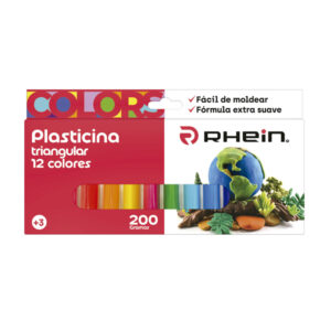 PLASTICINA TRIANGULAR RHEIN 12 COLORES 200 GRS