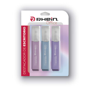 DESTACADOR DE ESCRITORIO RHEIN PUNTA BISELADA 3 COLORES PASTEL