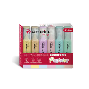 DESTACADOR DE ESCRITORIO RHEIN PUNTA BISELADA 6 COLORES PASTEL