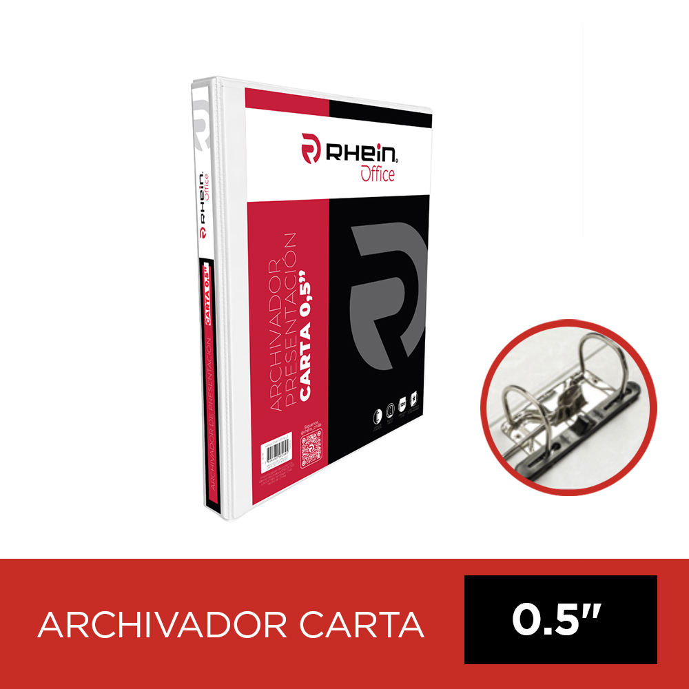 ARCHIVADOR CATÁLOGO CARTA 2 ANILLOS FORMATO D 0.5" COLOR BLANCO RHEIN