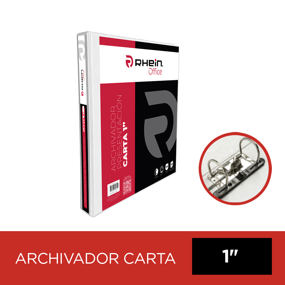 ARCHIVADOR CATÁLOGO CARTA 2 ANILLOS FORMATO D 1" BLANCO RHEIN
