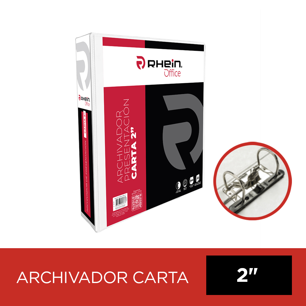 ARCHIVADOR CATÁLOGO CARTA 2 ANILLOS FORMATO D 2" BLANCO RHEIN