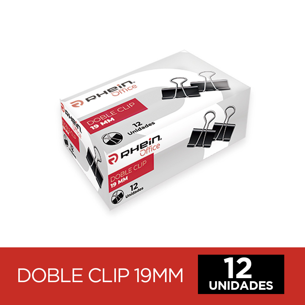 CLIP DOBLE NEGRO 19 MM. METÁLICO RHEIN