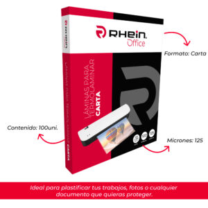LAMINA TERMOLAMINAR 229X290MM CARTA 100 UNIDADES 125 MICRONES