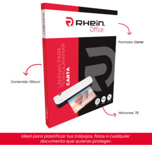 LAMINA TERMOLAMINAR 229X290MM CARTA 100 UNIDADES 75 MICRONES