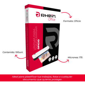 LAMINA TERMOLAMINAR 228X340MM OFICIO 100 UNIDADES 175 MICRONES