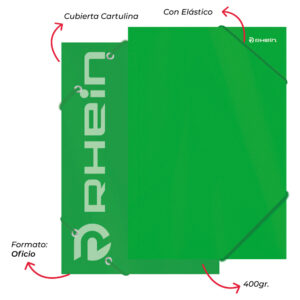 CARPETA CON ELÁSTICO CARTULINA OFICIO VERDE RHEIN