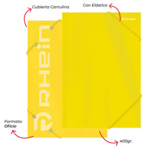 CARPETA CON ELÁSTICO CARTULINA OFICIO AMARILLO RHEIN