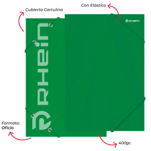 CARPETA CON ELÁSTICO CARTULINA OFICIO VERDE OSCURO RHEIN