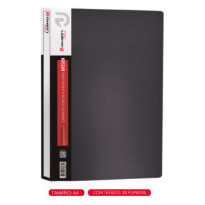 CARPETA CON FUNDAS A4 20 FUNDAS VINIL NEGRO RHEIN