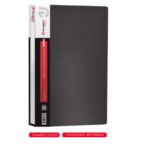 CARPETA CON FUNDAS OF 40 FUNDAS VINIL NEGRO RHEIN